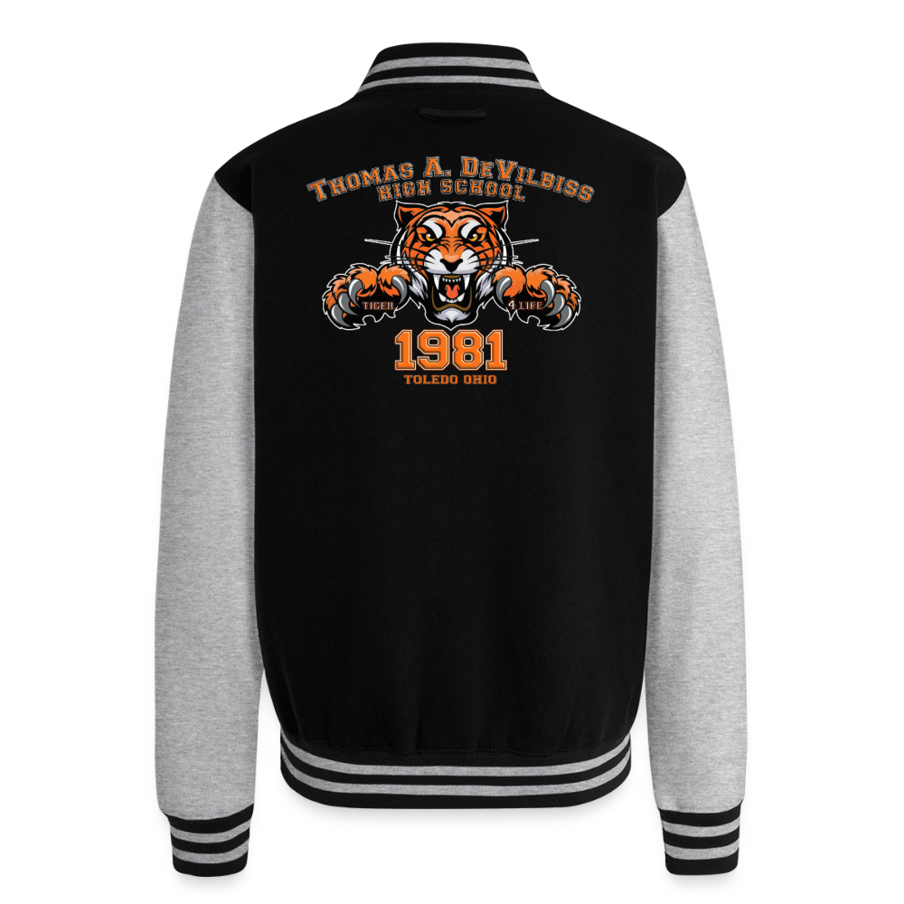 DeVilbiss Tiger 4 Life 1981 Unisex College Sweat Jacket - black/heather grey